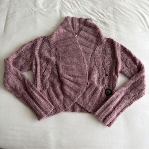 FP Movement by Free People Dusty Mauve Cable Knit Cropped Cardigan